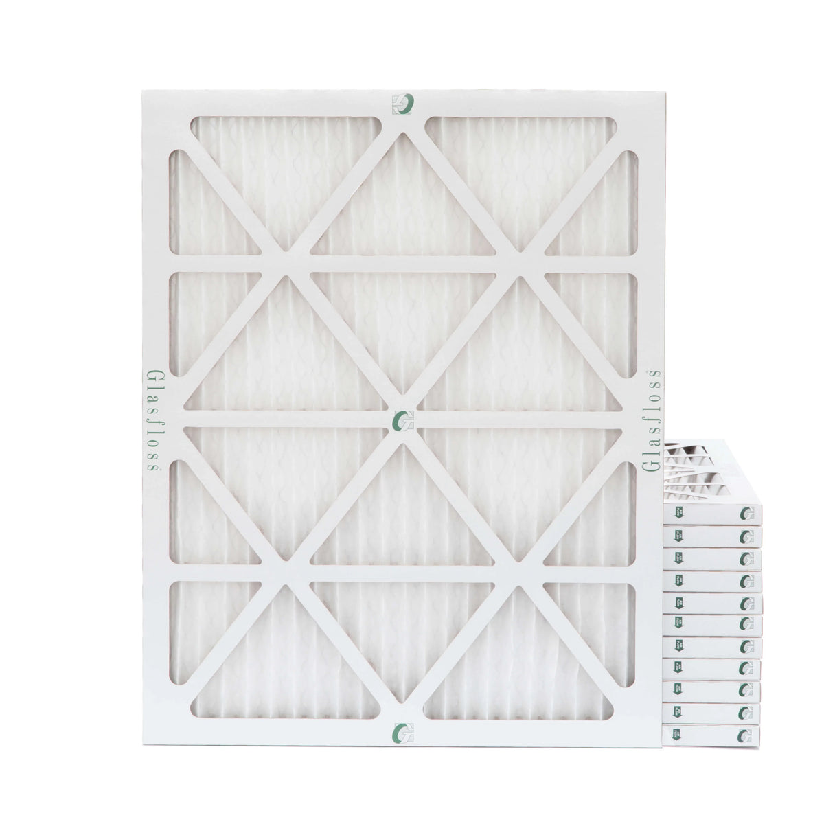 12 Pack of 18x20x1 MERV 13 Pleated Air Filters by Glasfloss. Actual Sizeize: 17-1/2 x 19-1/2 x 7/8