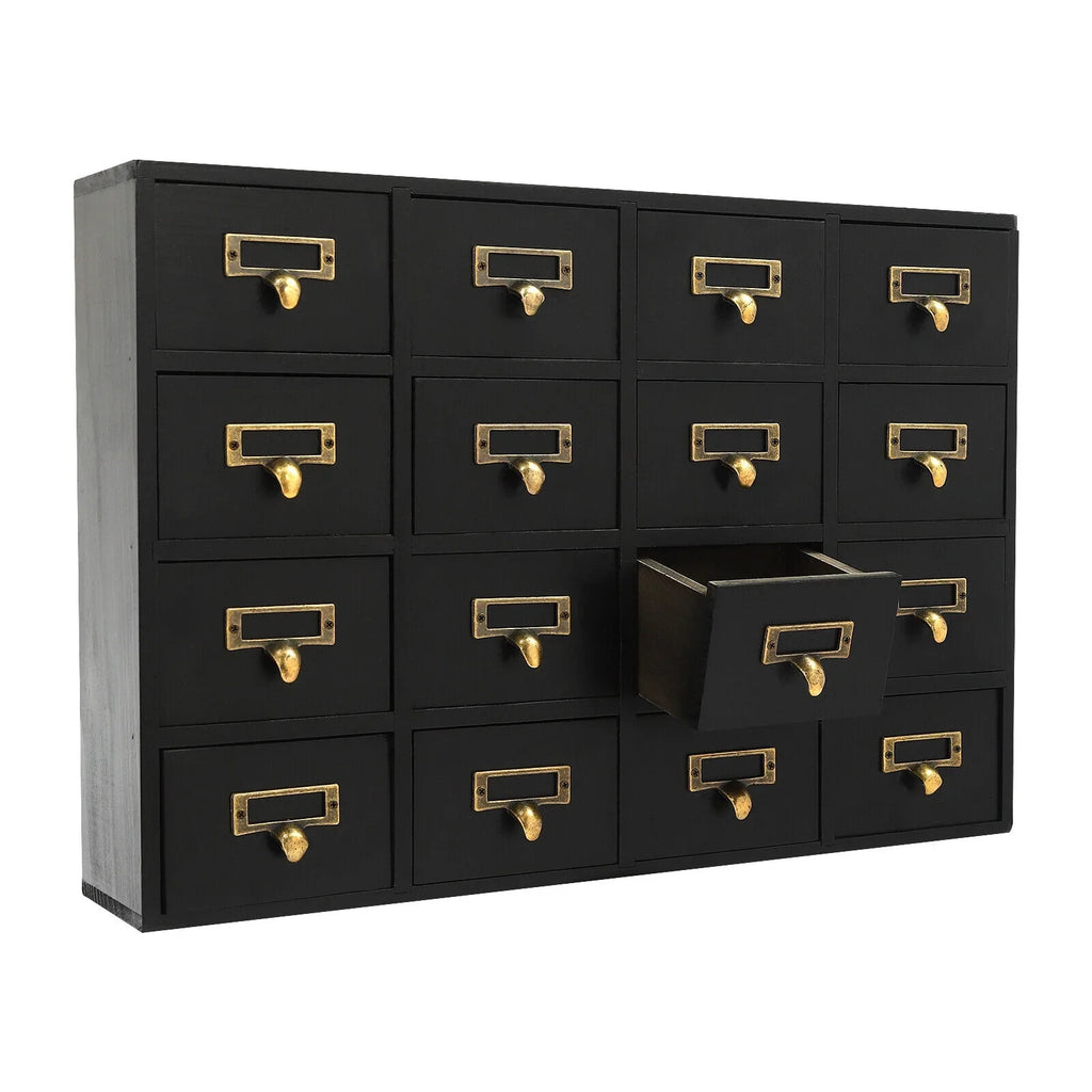 16 Drawers Apothecary Cabinet Herb Sizetorage Box, Wooden Desk Drawer Organizer New