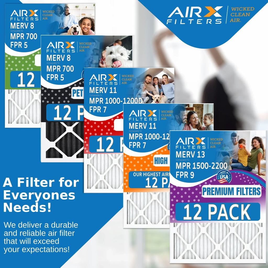 15x20x1 Air Filter MERV 8 Rating, 12 Pack of Furnace Filters Comparable to MPR 700 & FPR 5 - Made in USizeA by AIRX FILTERSize WICKED CLEAN AIR.