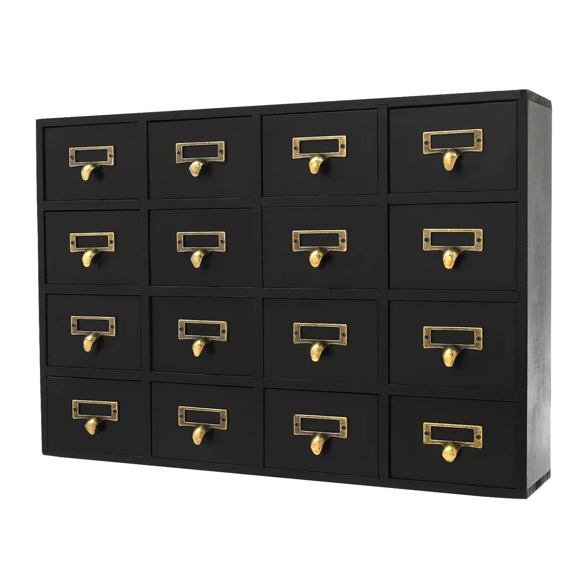 16 Drawers Apothecary Cabinet Herb Sizetorage Box, Wooden Desk Drawer Organizer New