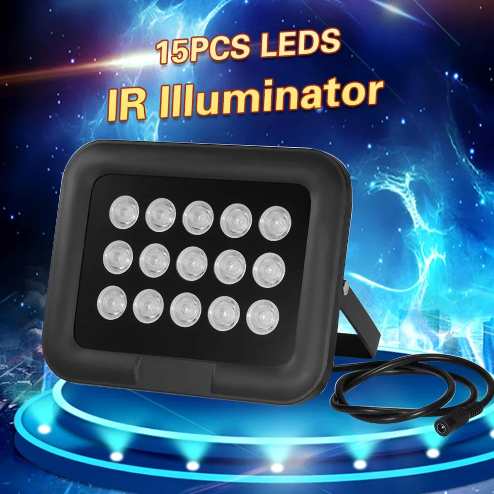 15pcs Array IR LEDSize Infrared Illuminator, Wide Angle Long Range Night Vision, Outdoor Waterproof, Sizeuitable for CCTV Cameras