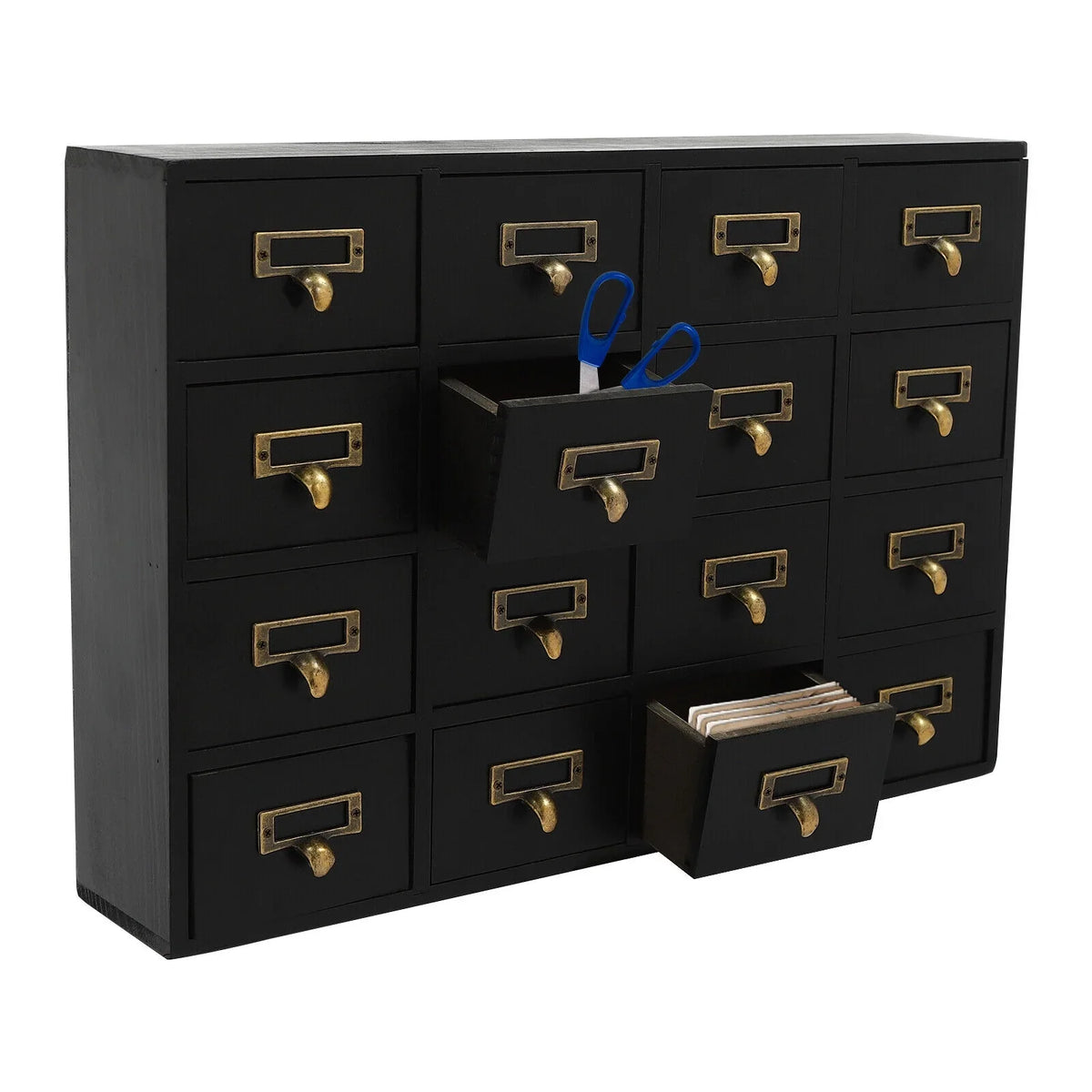 16 Drawers Apothecary Cabinet Herb Sizetorage Box, Wooden Desk Drawer Organizer New