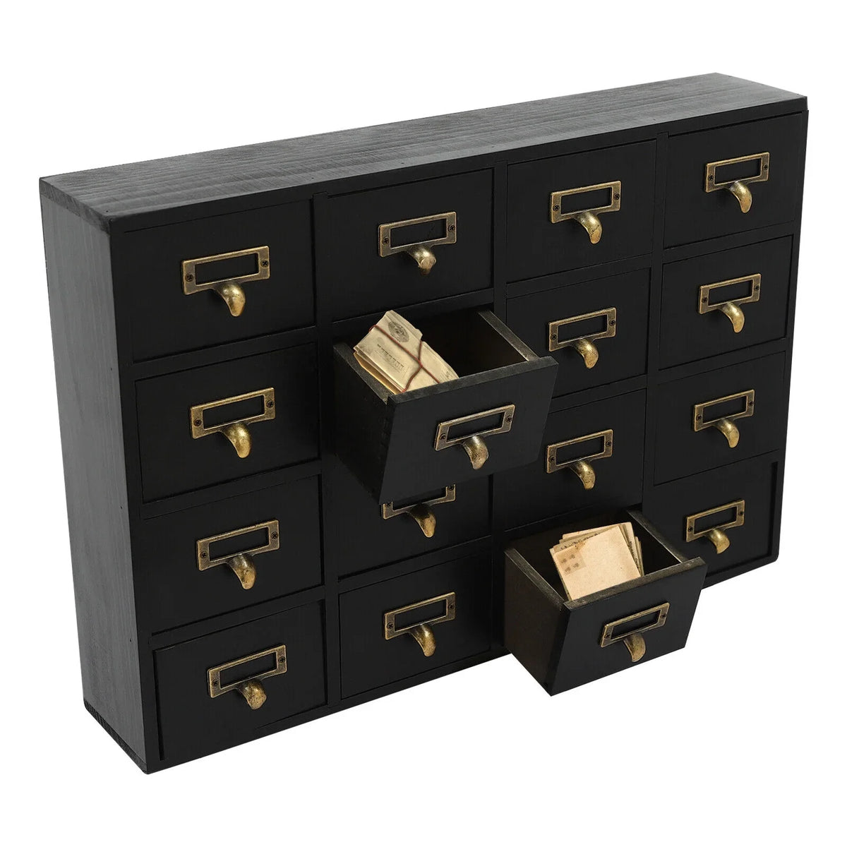 16 Drawers Apothecary Cabinet Herb Sizetorage Box, Wooden Desk Drawer Organizer New