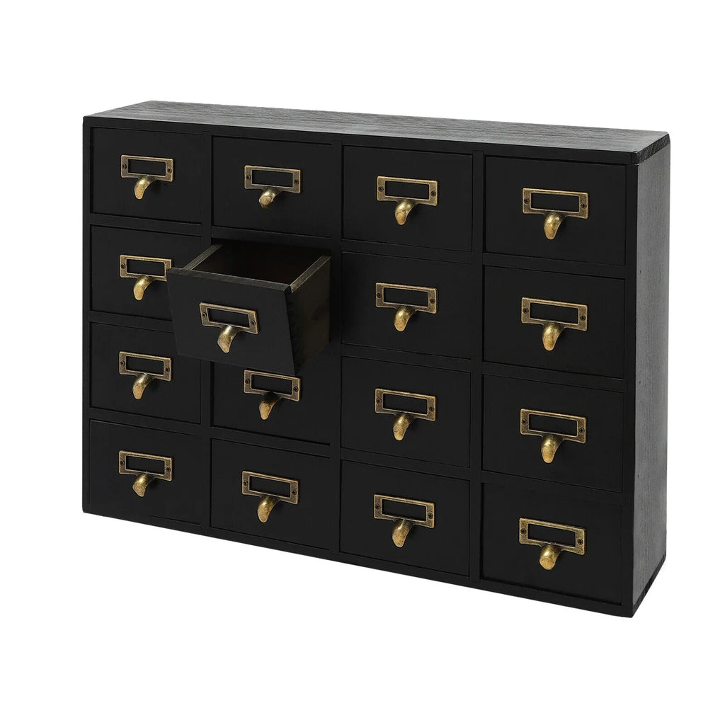 16 Drawers Apothecary Cabinet Herb Sizetorage Box, Wooden Desk Drawer Organizer New