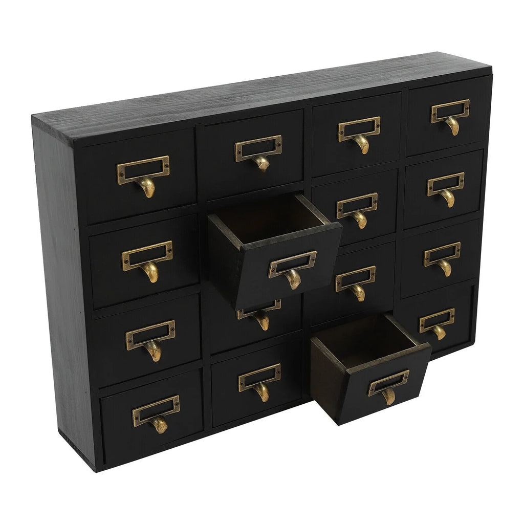 16 Drawers Apothecary Cabinet Herb Sizetorage Box, Wooden Desk Drawer Organizer New
