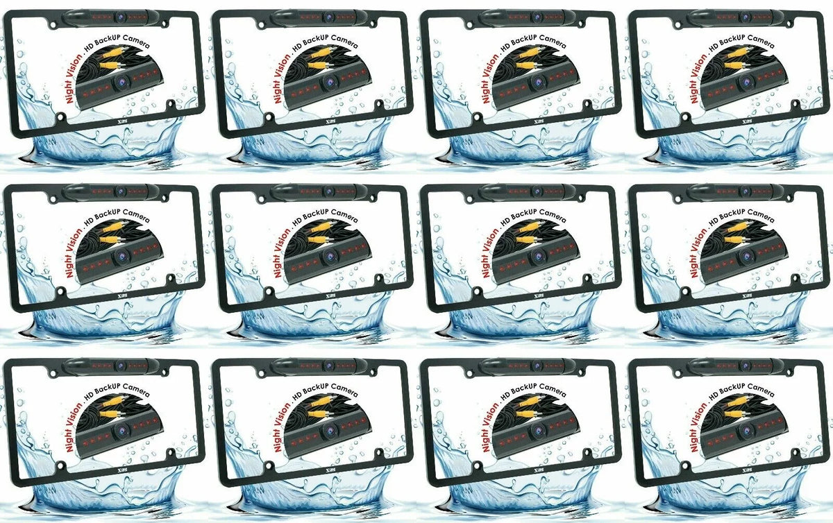 12x Wide Angle Rear View Backup Waterproof Night Vision HD License Plate Camera Bundle