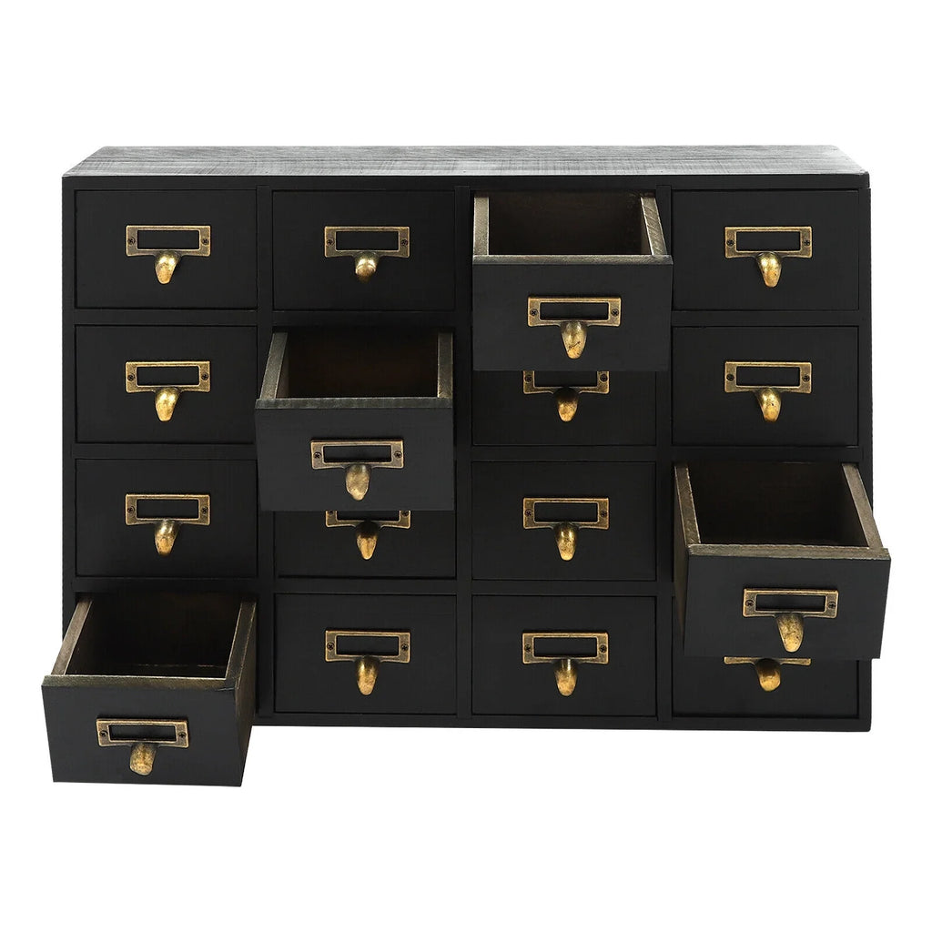 16 Drawers Apothecary Cabinet Herb Sizetorage Box, Wooden Desk Drawer Organizer New