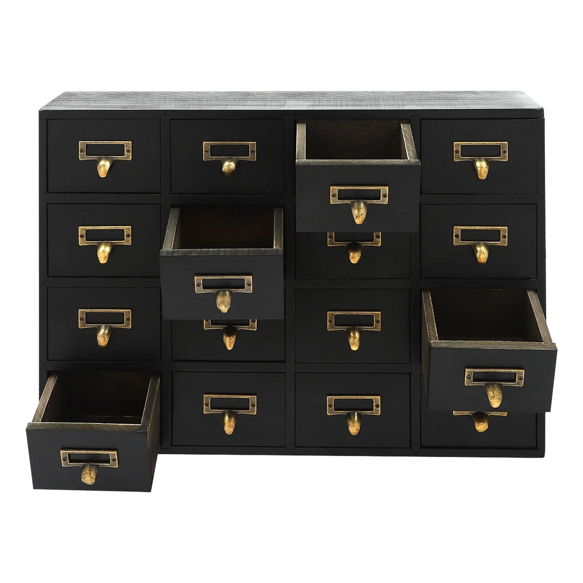 16 Drawers Apothecary Cabinet Herb Sizetorage Box, Wooden Desk Drawer Organizer New